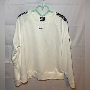 White Nike Sweatshirt Crew Womens Logo Tape Crewneck Medium